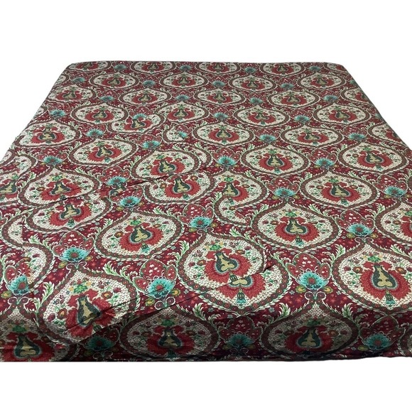 Pottery Barn Full Queen DUVET COVER + 2 SHAMS Red 90 x 86 Floral Medallion - Picture 3 of 9